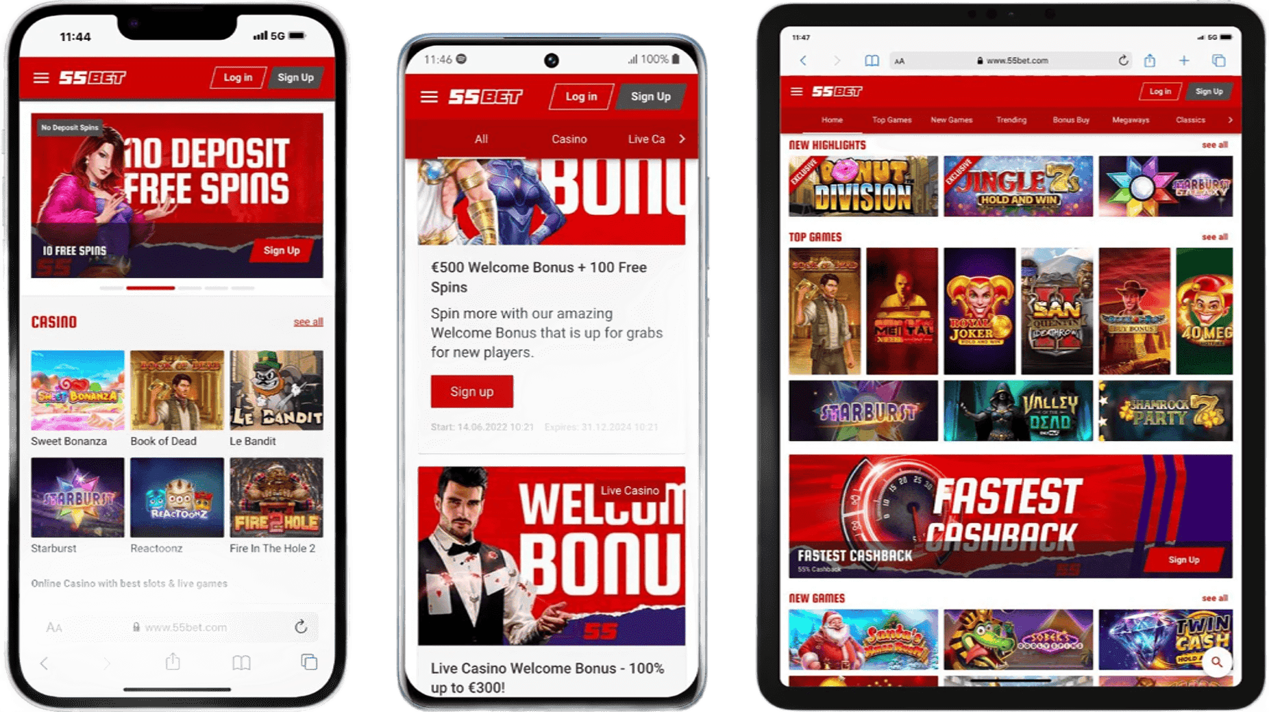 55Bet Casino App-Screenshot